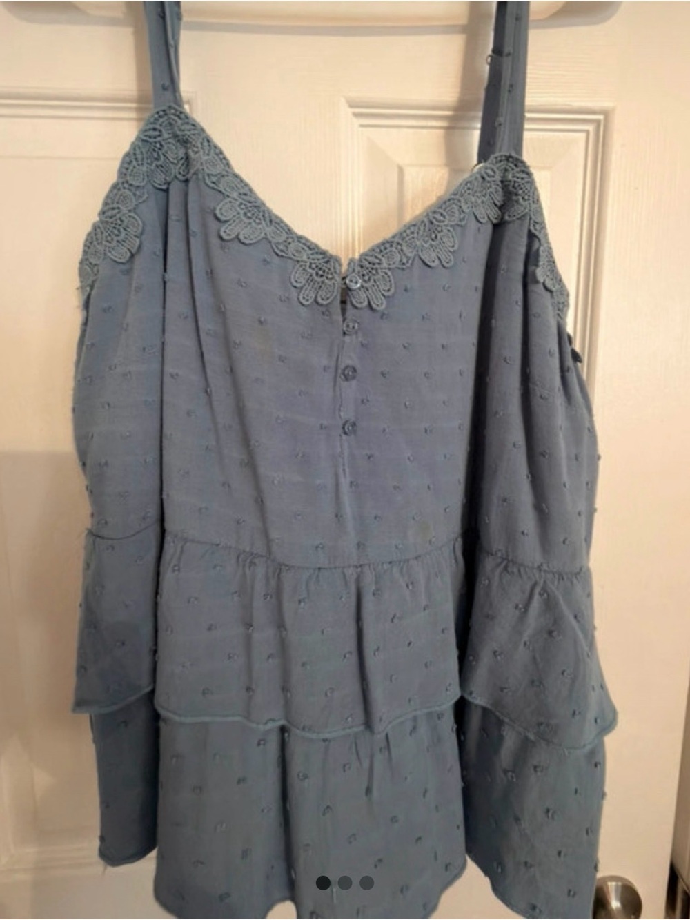 URBAN Romantics Dusty Blue Lace-Trim Tiered Cami
